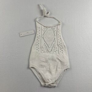 Bailey's Blossoms White Knit Halter Baby Romper Girls 9-12 Months Boho